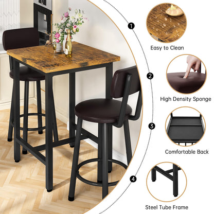 DKLGG 3-Piece Pub Dining Set - Stylish Bar Table with Versatile Chairs for Any Space