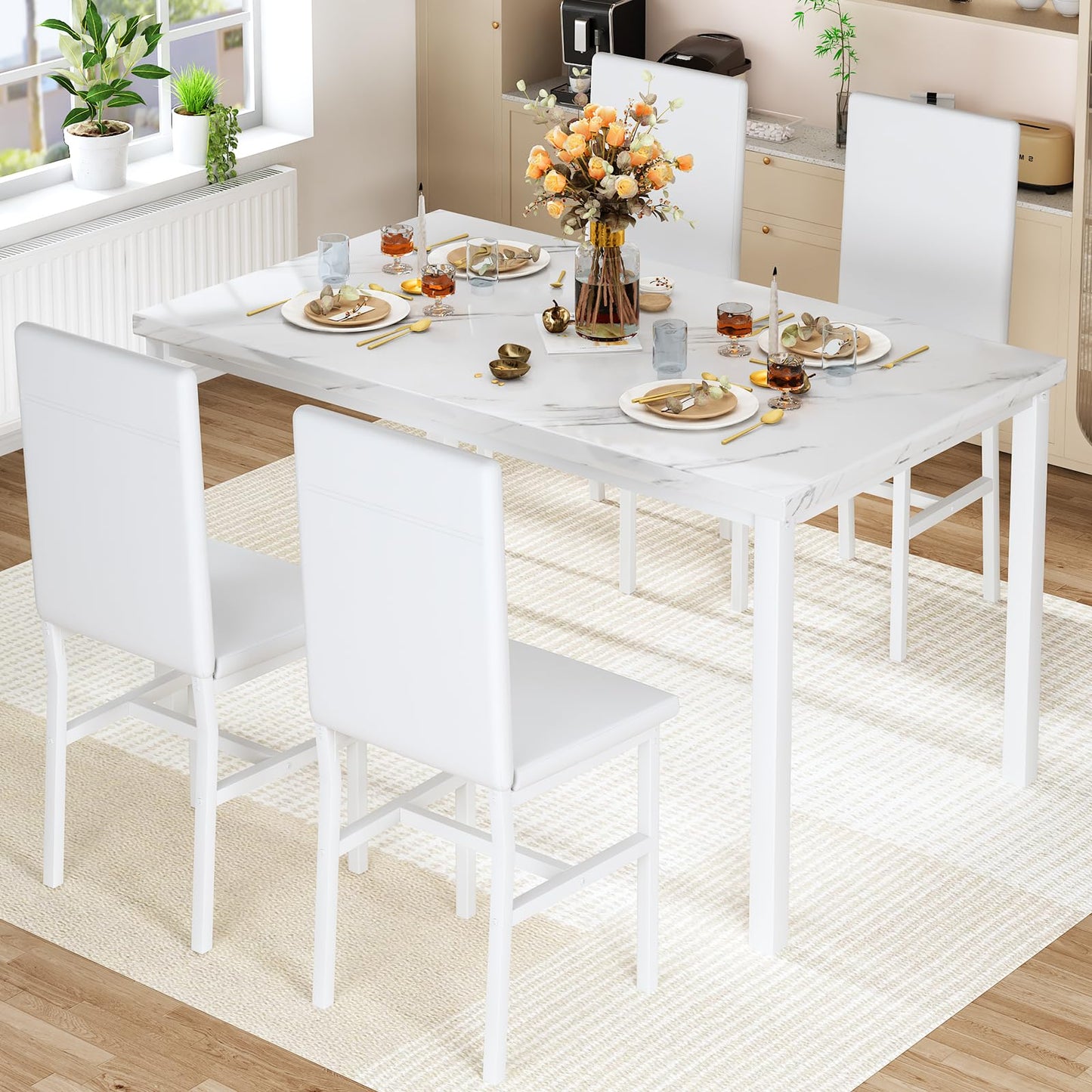 DKLGG 4-Person Dining Set, Modern 5-Piece Table and Chairs for Kitchen - Perfect Home Dining Experience