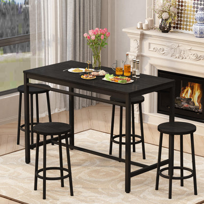 DKLGG 4-Person Bar Dining Set, 47-Inch, Black - Modern Home Dining Option