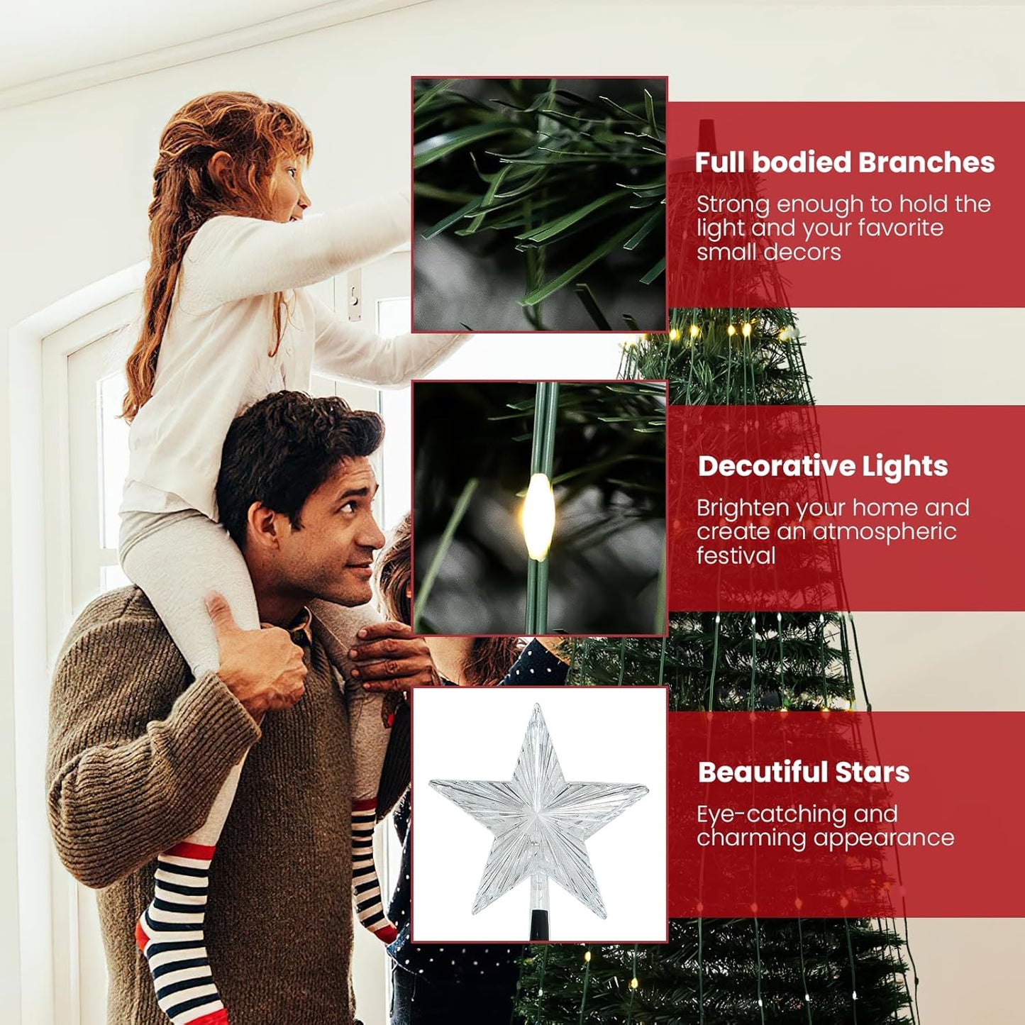 DKLGG 3-Piece Holiday Tree Set with Warm Lights - Easy Assembly and Stable Design for Christmas