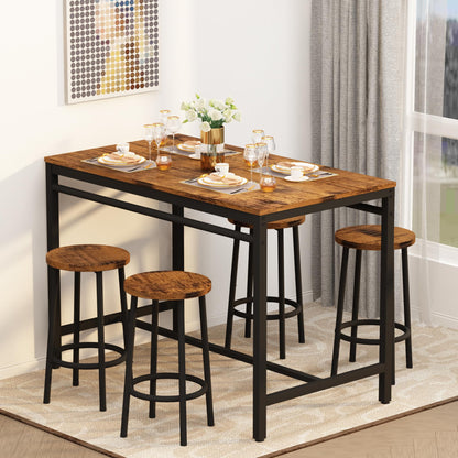 DKLGG 4-Person Bar Dining Set, 47-Inch, Black - Modern Home Dining Option