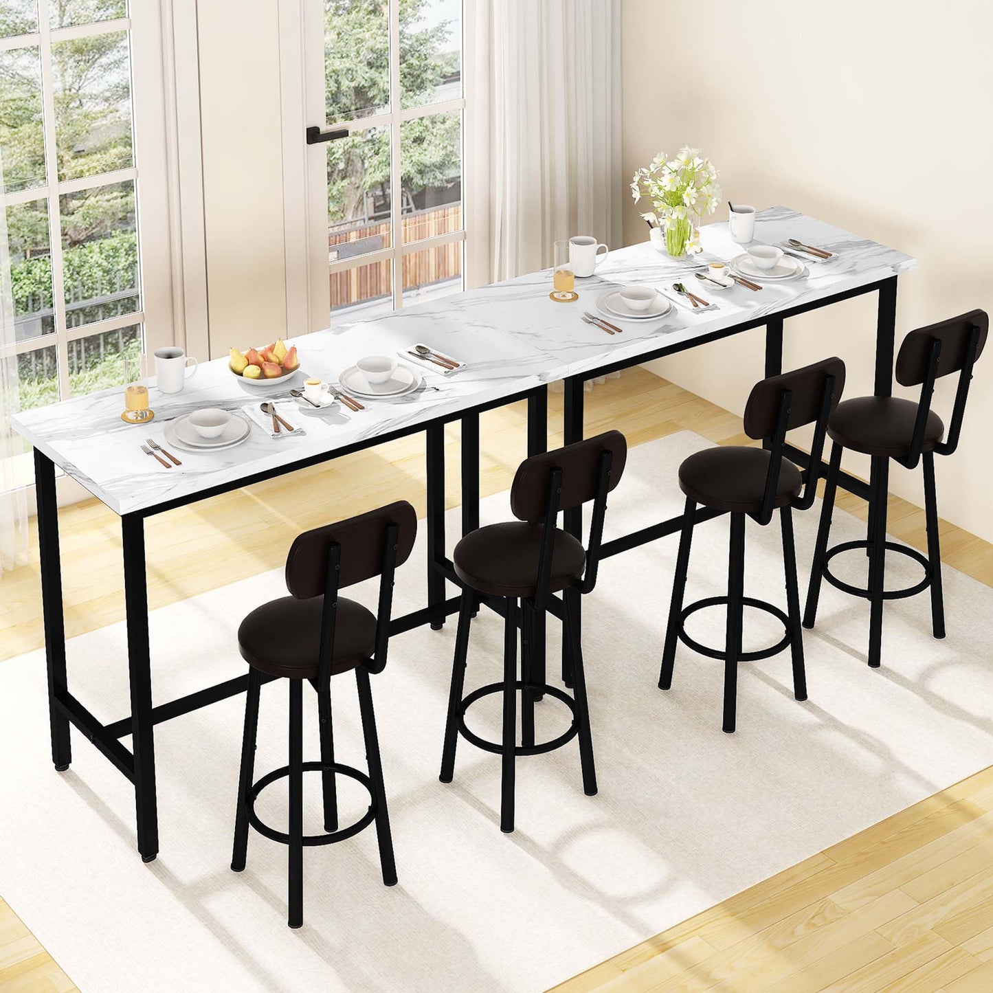 DKLGG White 2-Person Round Kitchen Table and Chairs Set – Compact & Modern Design