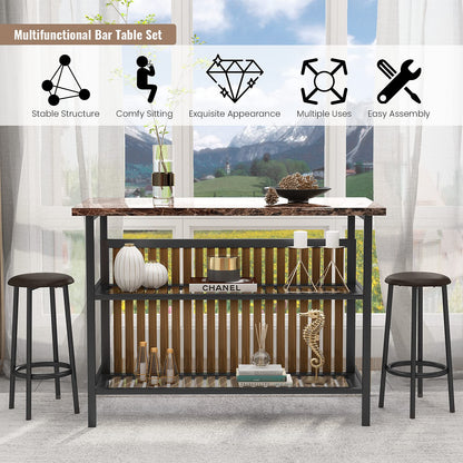 DKLGG Elegant Bar Table Set of 2 - Space-Saving Faux Marble Dining Table with Convenient Storage