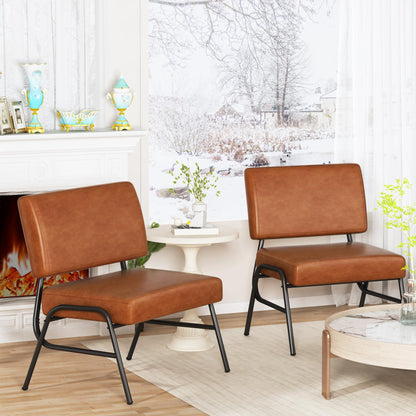 DKLGG Mid-Century Modern Leather Executive Chair Set of 2 - Stylish Brown Design for Your Office