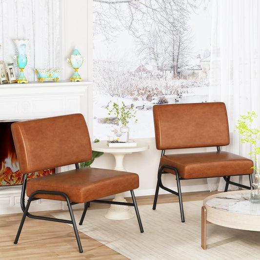 DKLGG Mid-Century Modern Leather Executive Chair Set of 2 - Stylish Brown Design for Your Office