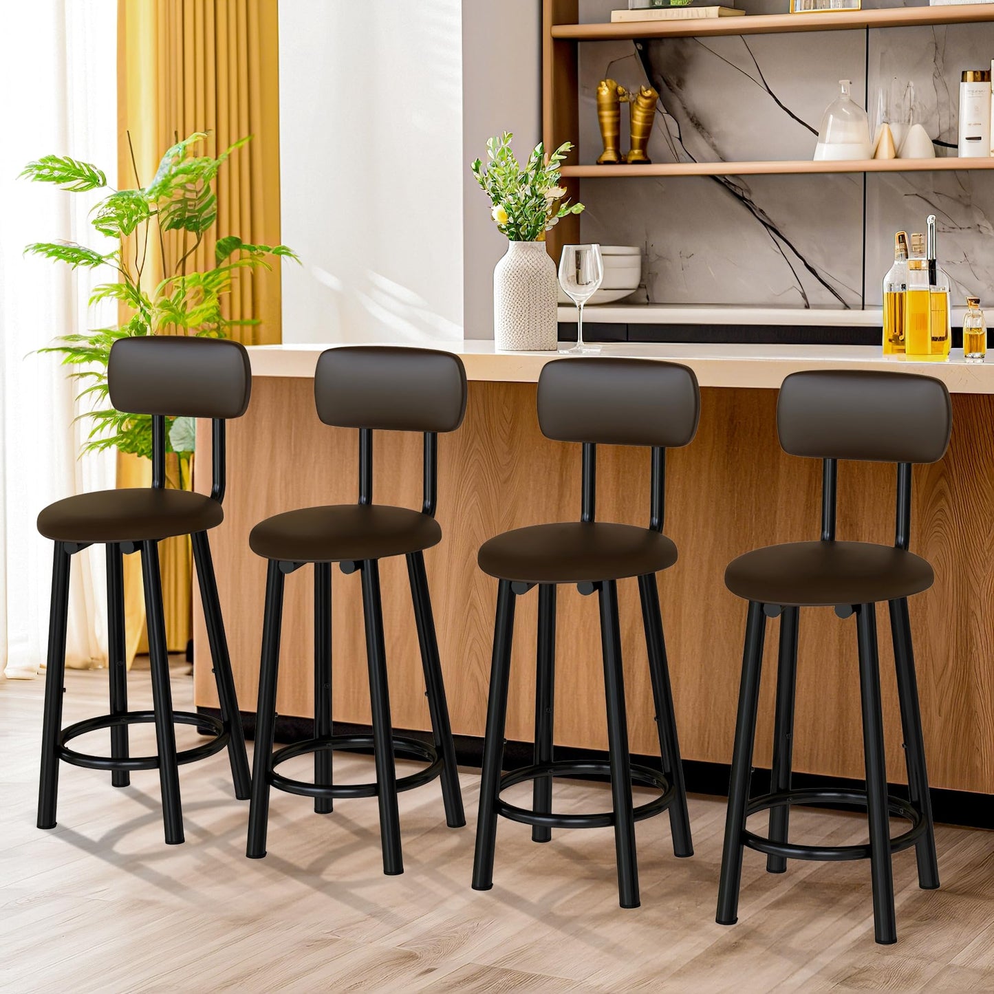 DKLGG Modern Barstool Set of 2 - Stylish Gold Design for Trendy Spaces