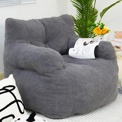 DKLGG Adult Jumbo Bean Bag Chair in Grey - Ultimate Comfort with Extra Padding