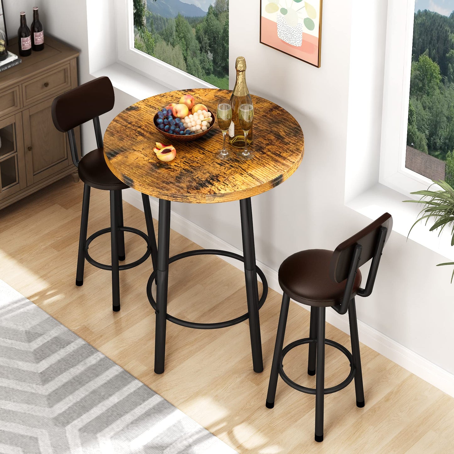 DKLGG 3-Piece Pub Dining Set - Stylish Bar Table with Versatile Chairs for Any Space