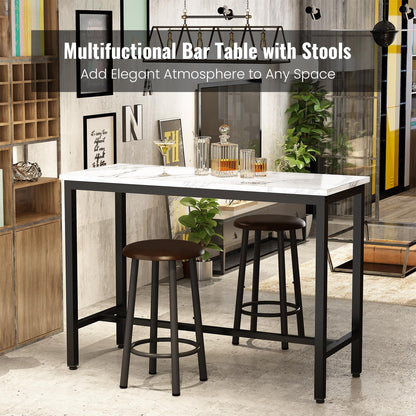 DKLGG Industrial style bar height table set of 3 pieces - brown and black with 2 PU leather chairs