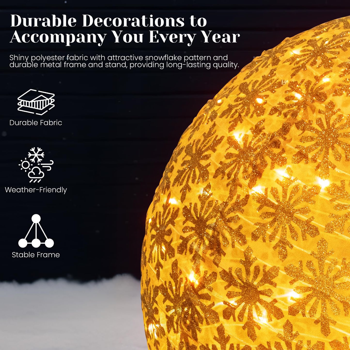 DKLGG 2PCS Outdoor Christmas Ornament Set – Lighted Holiday Balls with 200 LED Lights, Red & Green Xmas Decor