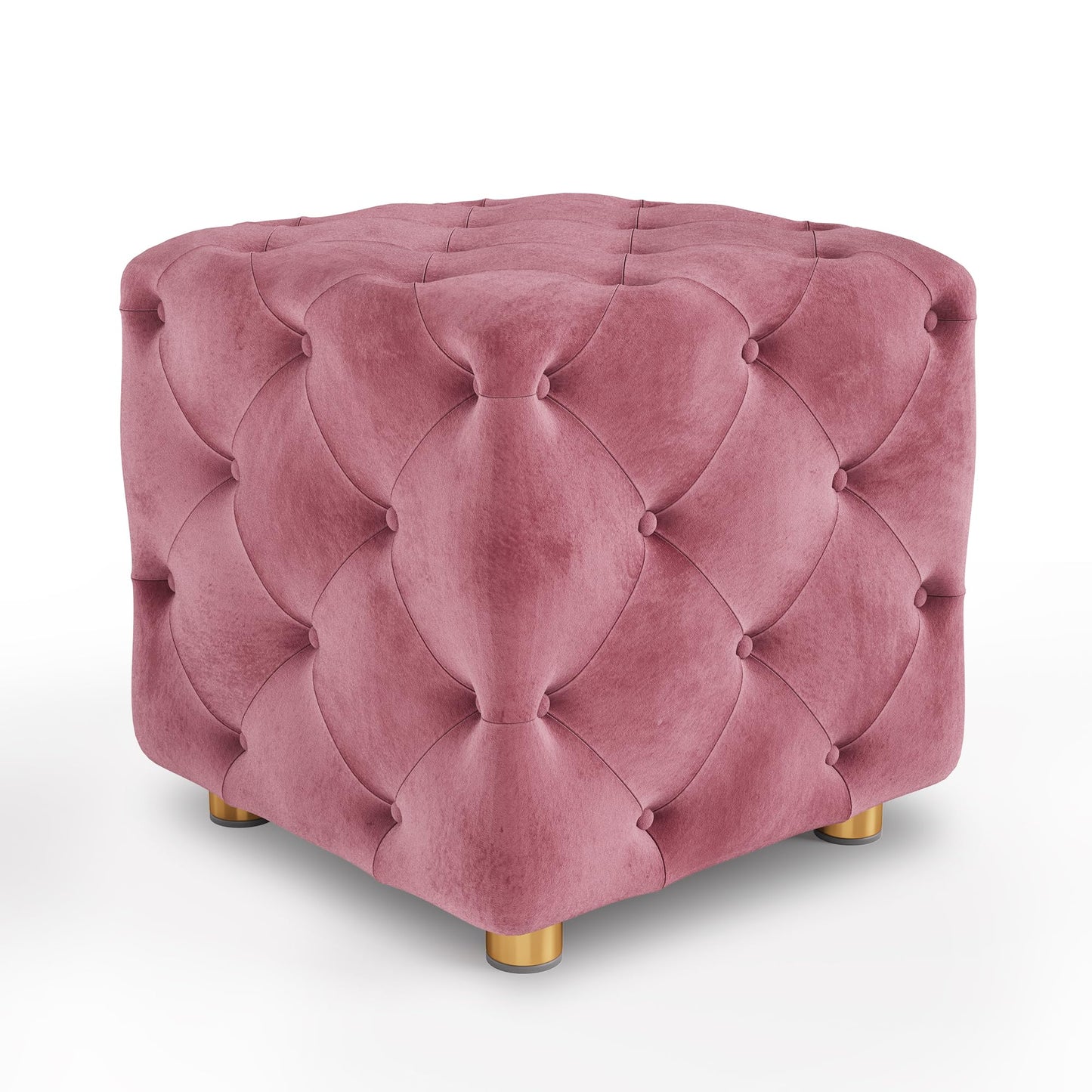 DKLGG Elegant Square Velvet Ottoman - Modern Design with Button Accent for Any Space