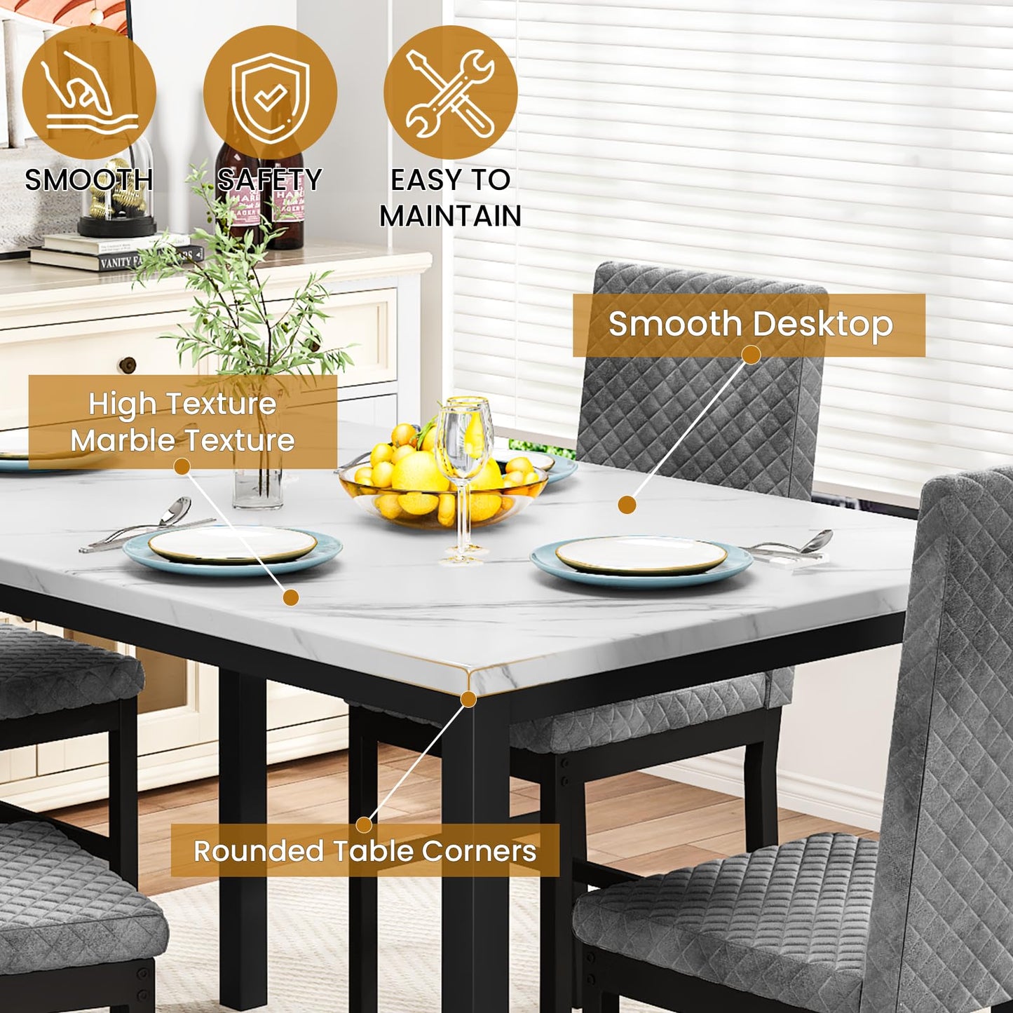 DKLGG Stylish Kitchen Dining Set for 4 - Elegant Table and Chairs for Modern Homes