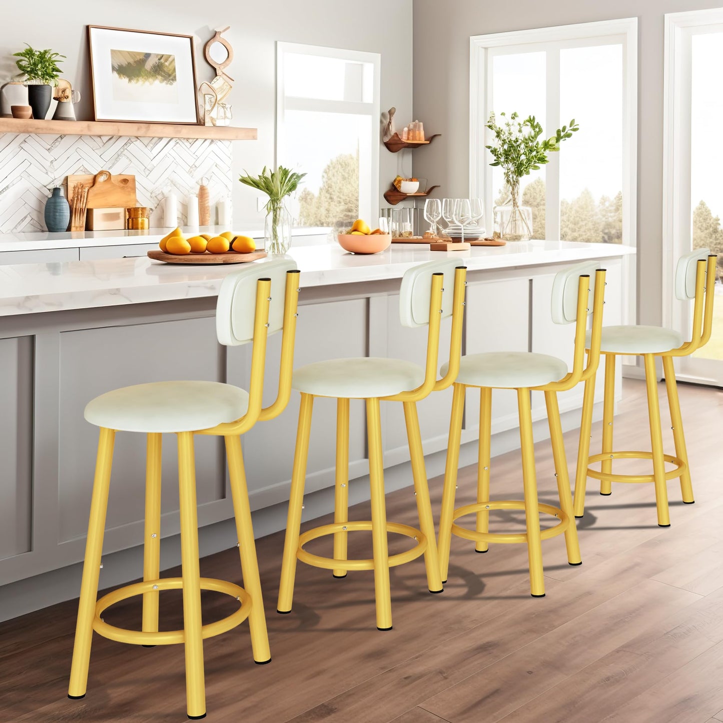 DKLGG Modern Barstool Set of 2 - Stylish Gold Design for Trendy Spaces