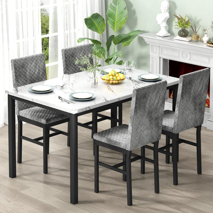 DKLGG Faux Marble Kitchen Set of 4 - Stylish Dining Table and Chairs for Modern Homes