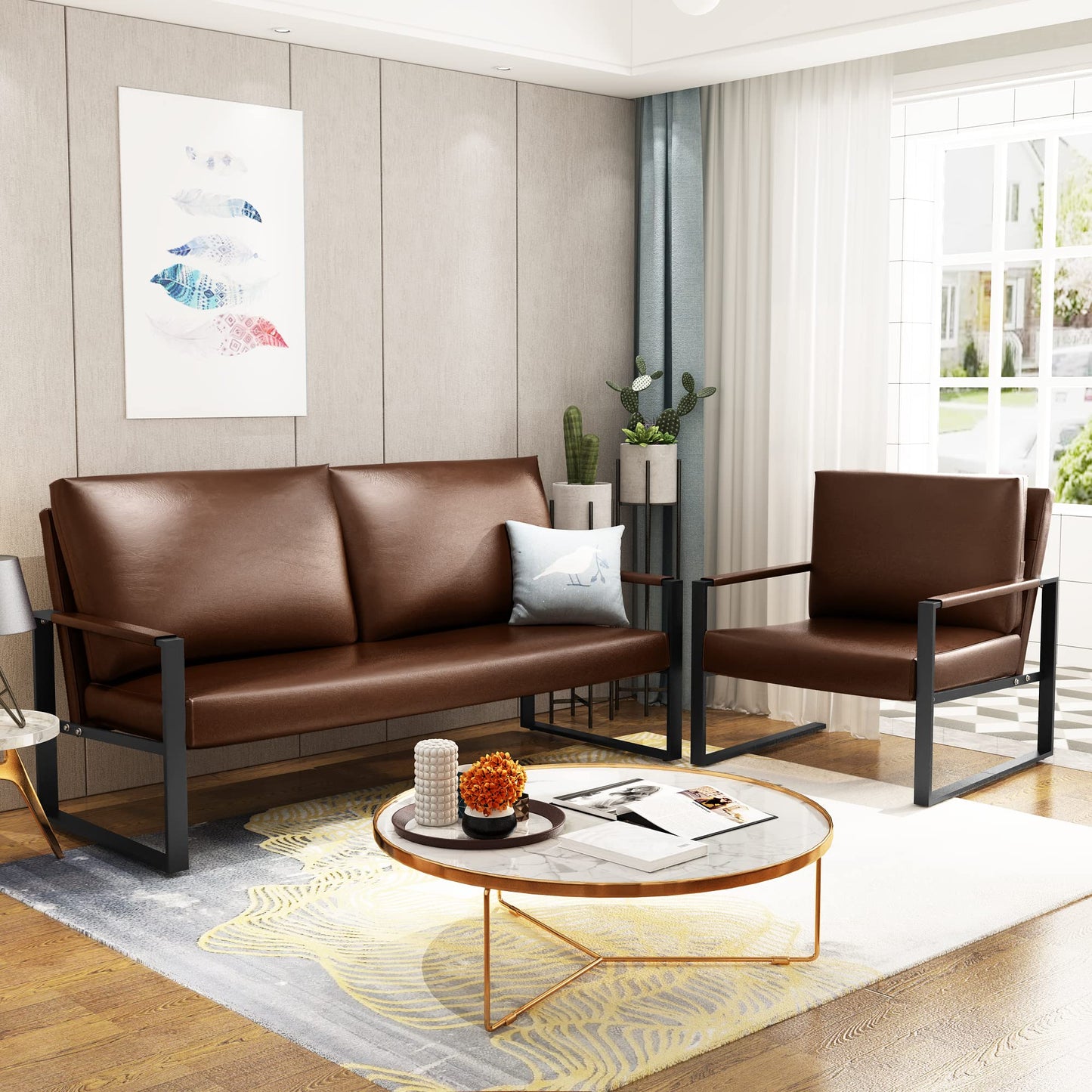 DKLGG Mid Century Modern Sofa Set - Vintage Style for a Timeless Living Room