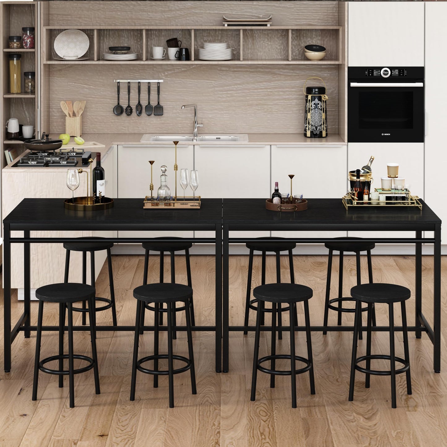 DKLGG 4-Person Bar Dining Set, 47-Inch, Black - Modern Home Dining Option