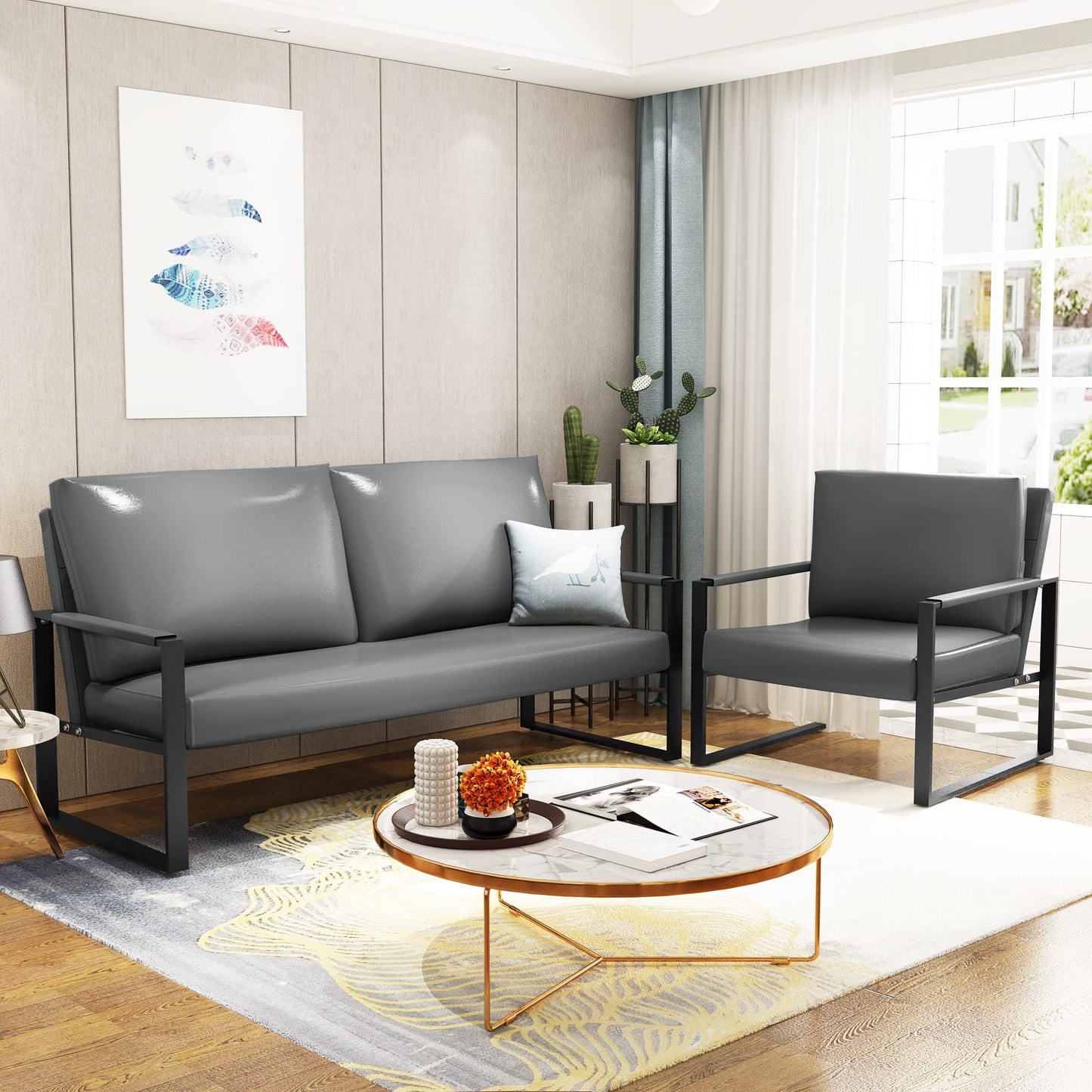 DKLGG Mid Century Modern Sofa Set - Vintage Style for a Timeless Living Room