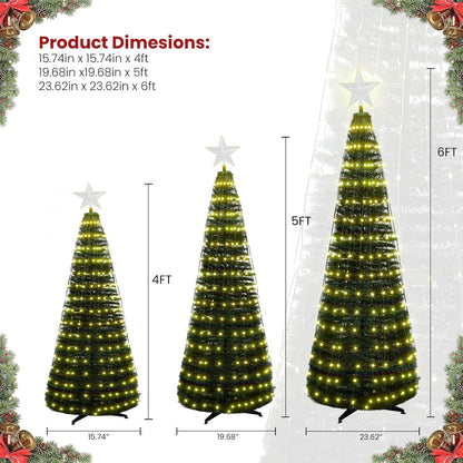 DKLGG 3-Piece Holiday Tree Set with Warm Lights - Easy Assembly and Stable Design for Christmas