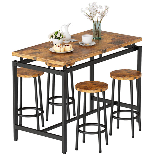 DKLGG Industrial Kitchen Dining Table and Chairs Set of 5 - Perfect for Modern Dining