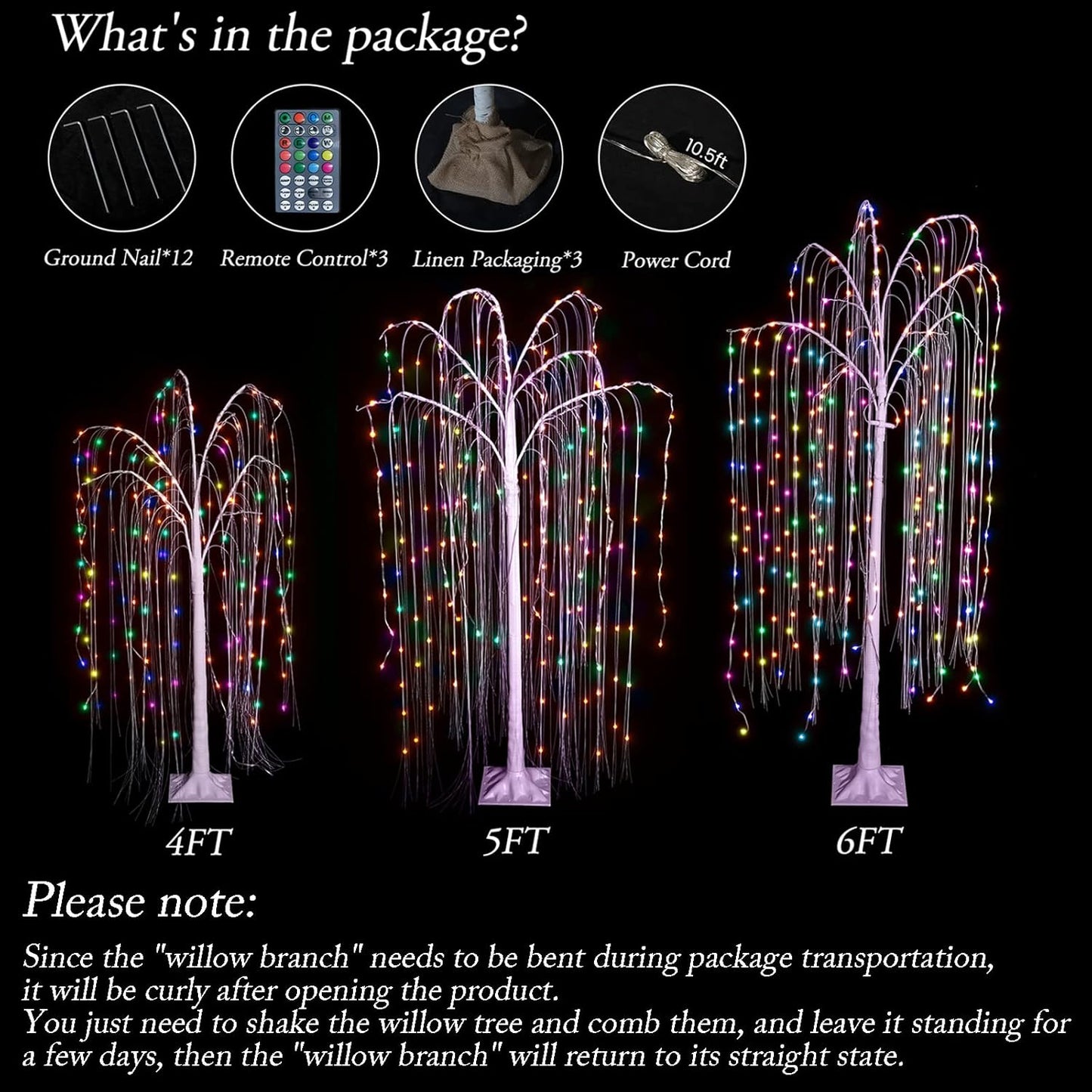 DKLGG Magical Lighted Willow Tree - Colorful, Remote Controlled & Lifelike