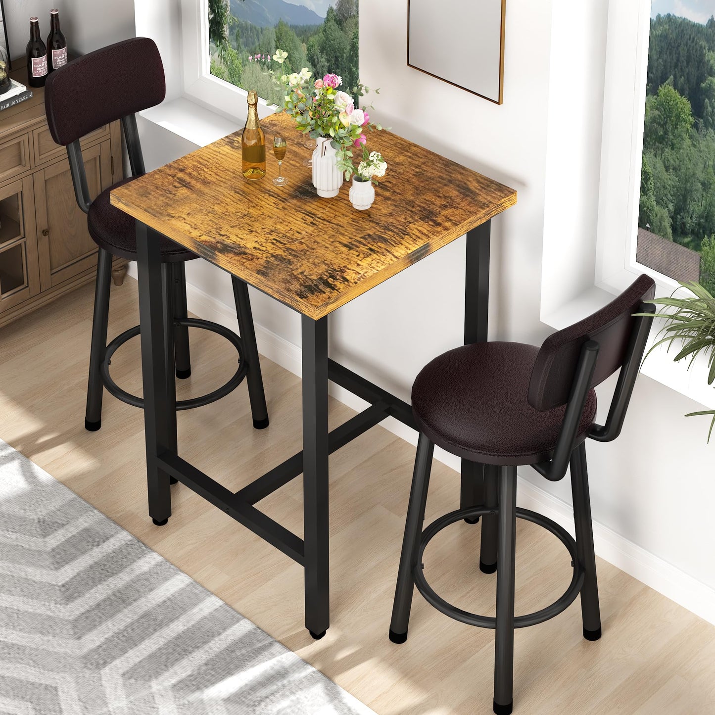 DKLGG 3-Piece Pub Dining Set - Stylish Bar Table with Versatile Chairs for Any Space