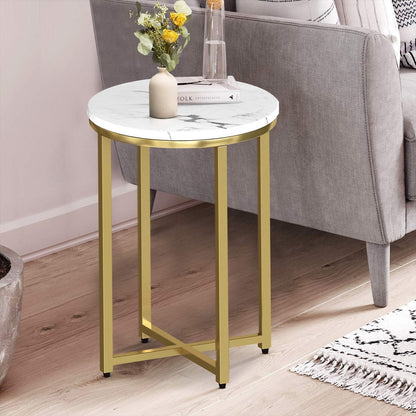 DKLGG 16-Inch Round Faux Marble Table - Multifunctional Accent Table & Nightstand for Chic Spaces