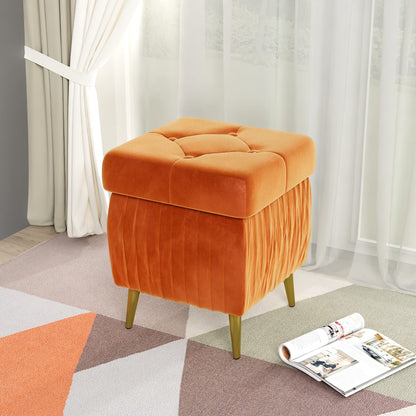 DKLGG Stylish Large Storage Ottoman - 47.24” Velvet Design in Gold and Pink for Your Home