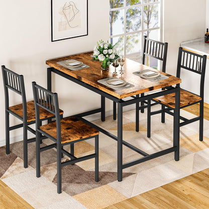 DKLGG 4-Person Bar Dining Set, 47-Inch, Black - Modern Home Dining Option