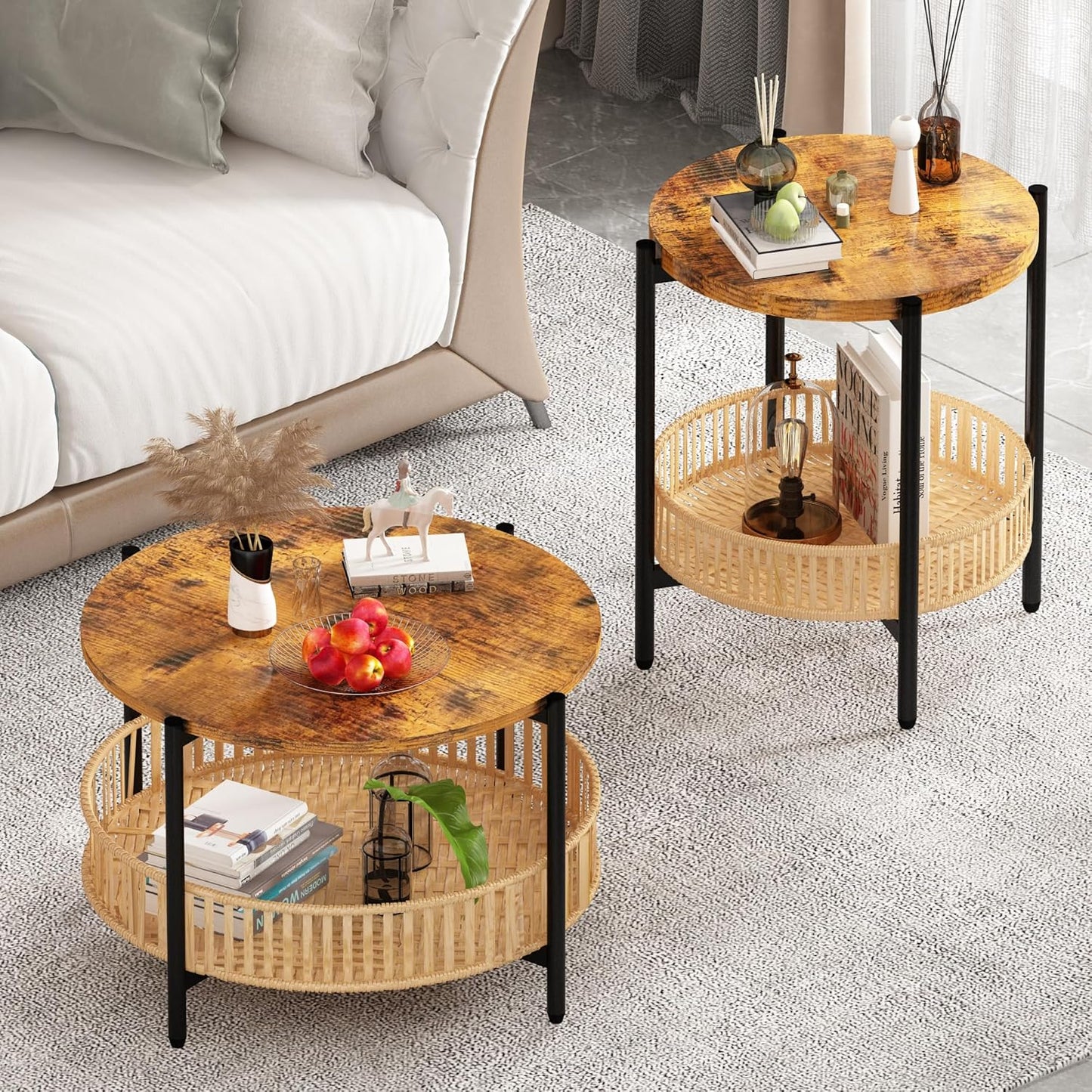 DKLGG Stylish 3-Piece Living Room Coffee Table Set - Includes Convenient Storage Shelf