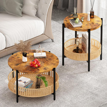 DKLGG Stylish 3-Piece Living Room Coffee Table Set - Includes Convenient Storage Shelf