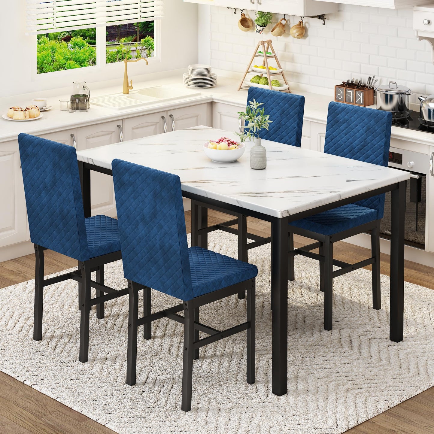 DKLGG Faux Marble Kitchen Set of 4 - Stylish Dining Table and Chairs for Modern Homes