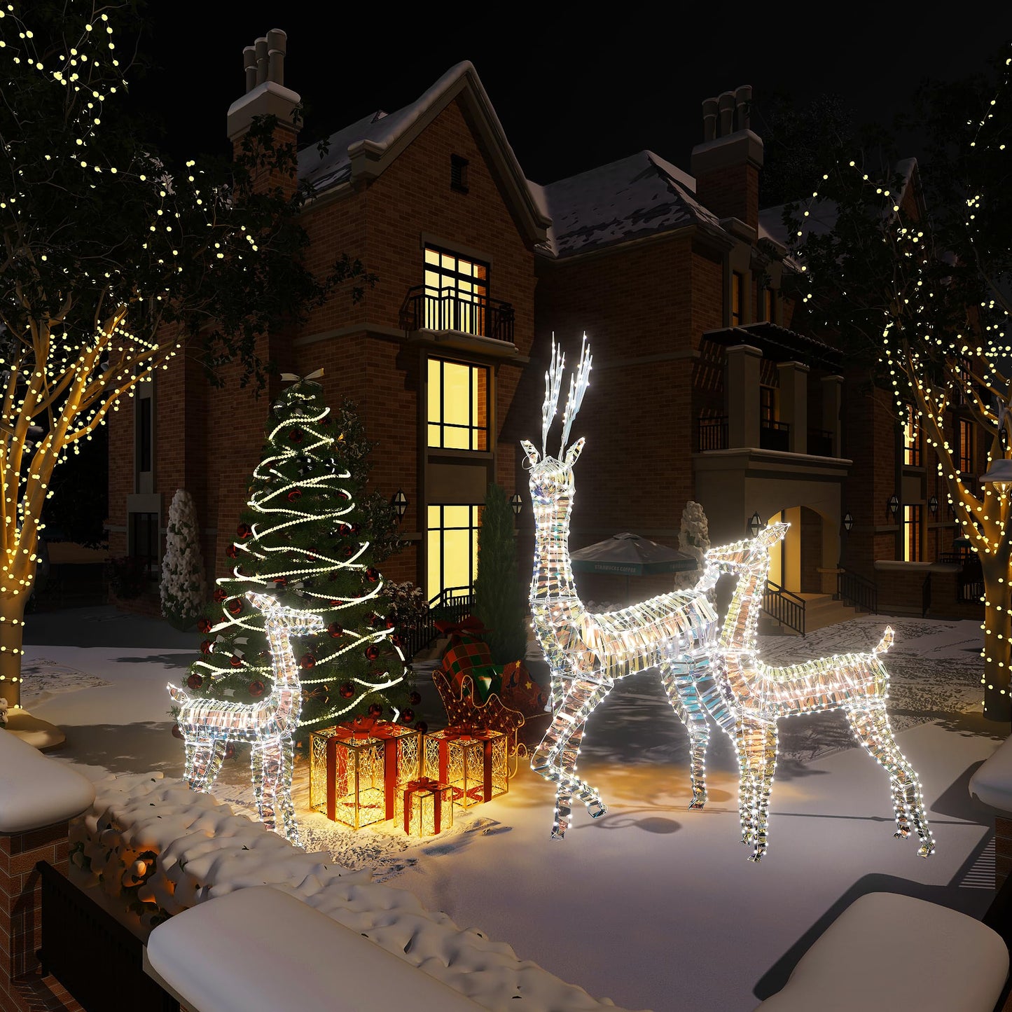 DKLGG 3-Piece LED Christmas Reindeer Set - 230 Lights for Festive Indoor/Outdoor Decor