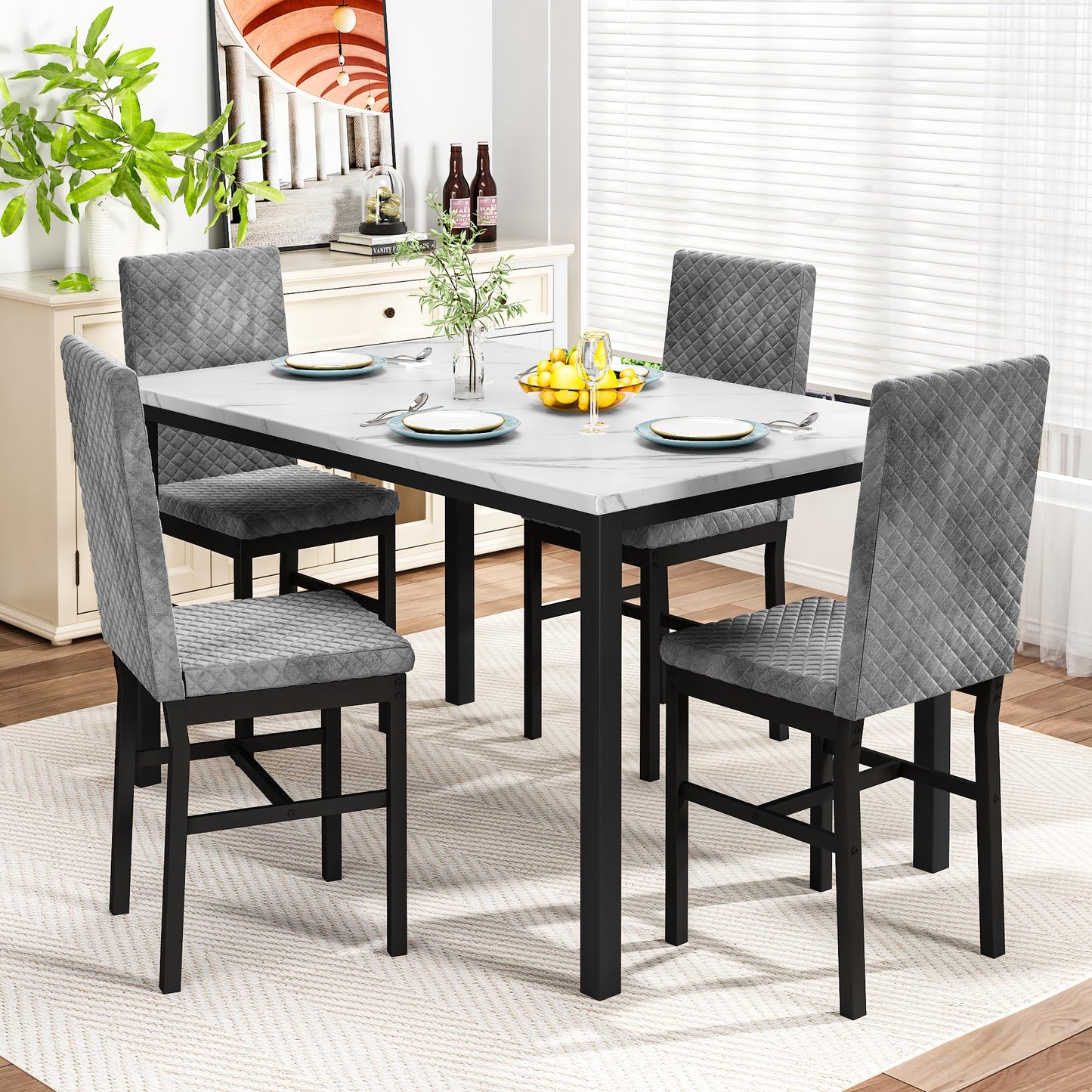 DKLGG Stylish Kitchen Dining Set for 4 - Elegant Table and Chairs for Modern Homes