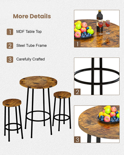 DKLGG 3-Piece Pub Dining Set - Stylish Bar Table with Versatile Chairs for Any Space