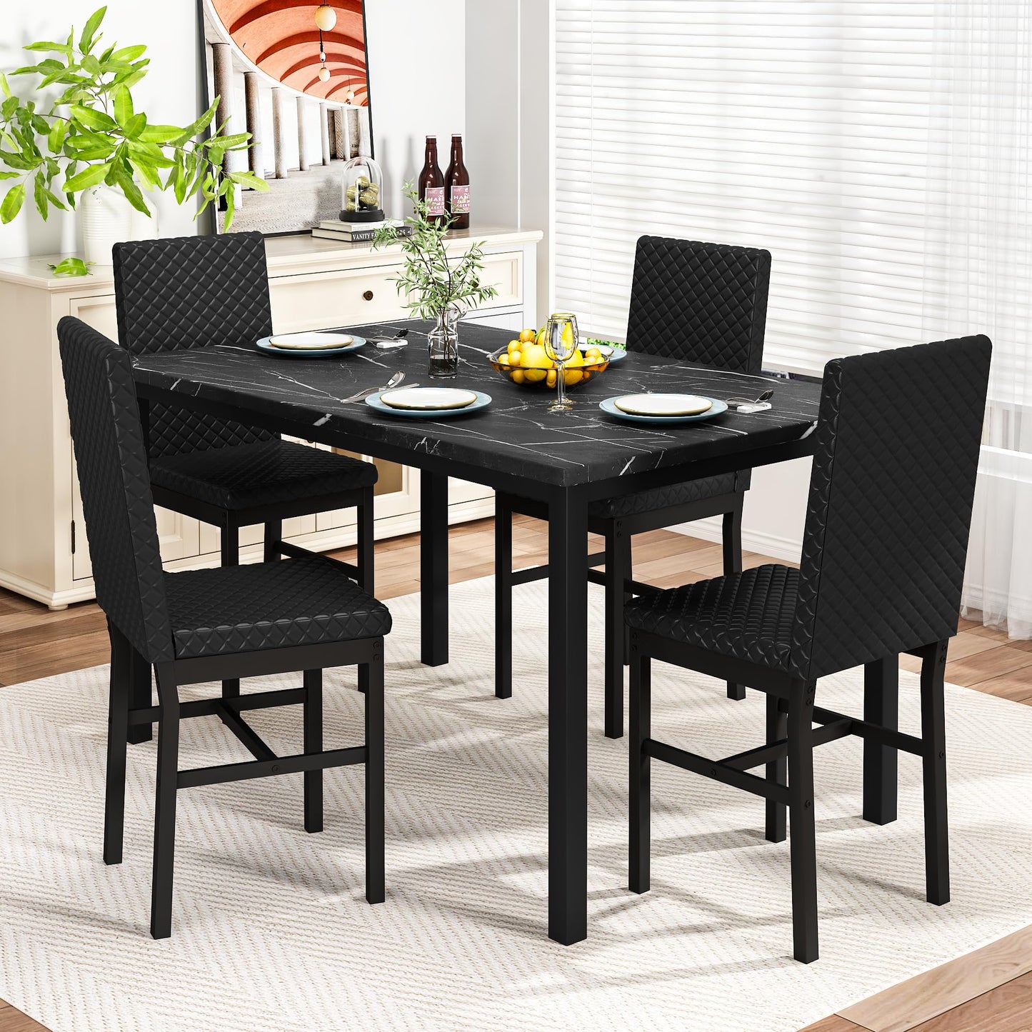 DKLGG Stylish Kitchen Dining Set for 4 - Elegant Table and Chairs for Modern Homes