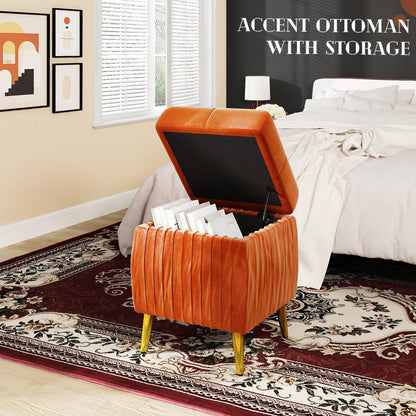 DKLGG Stylish Large Storage Ottoman - 47.24” Velvet Design in Gold and Pink for Your Home