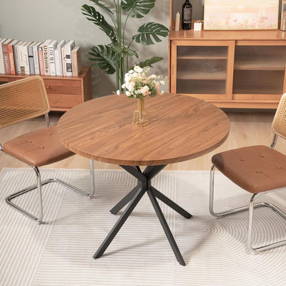 DKLGG 39-Inch Round Walnut Dining Table, Mid-Century Modern Style, Seats 4-6