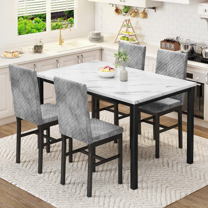 DKLGG Faux Marble Kitchen Set of 4 - Stylish Dining Table and Chairs for Modern Homes