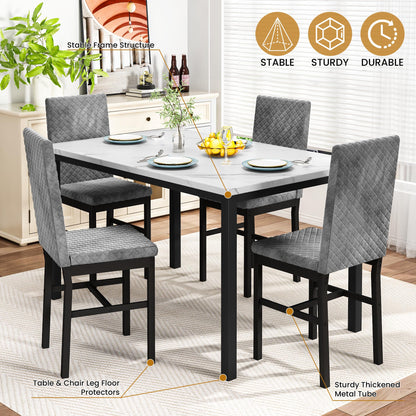 DKLGG Faux Marble Kitchen Set of 4 - Stylish Dining Table and Chairs for Modern Homes