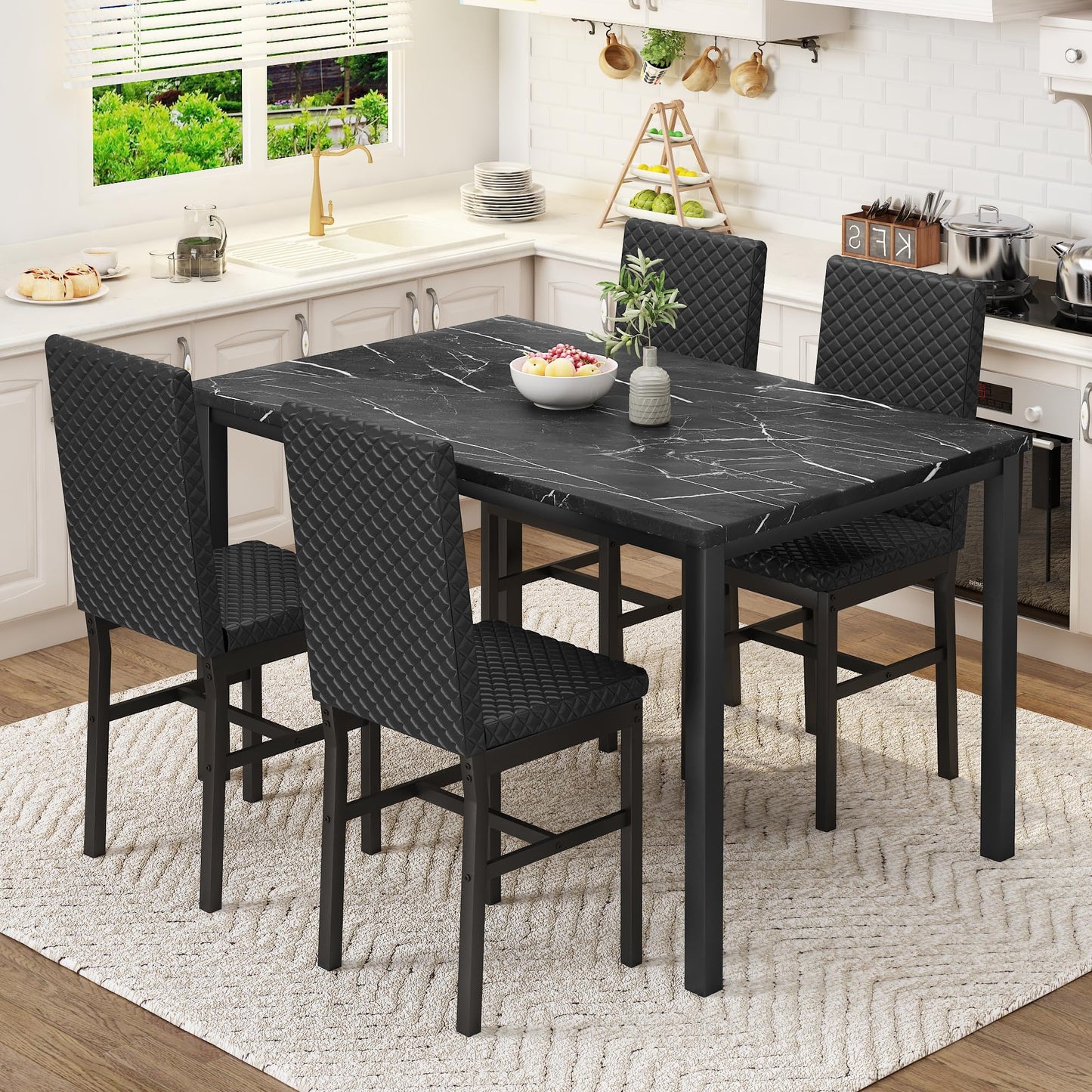 DKLGG Faux Marble Kitchen Set of 4 - Stylish Dining Table and Chairs for Modern Homes