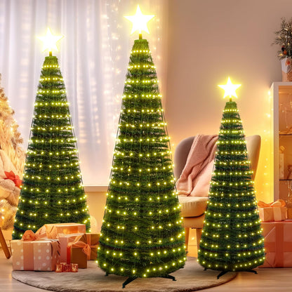 DKLGG 3-Piece Holiday Tree Set with Warm Lights - Easy Assembly and Stable Design for Christmas