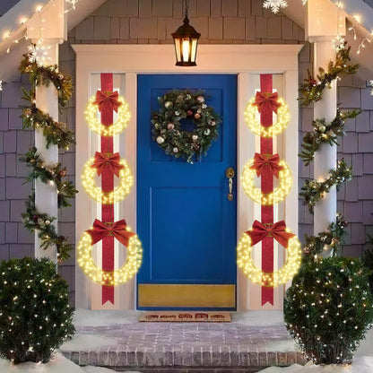 DKLGG 61" Christmas Wreath Set with 300 LED Lights & Bows, Outdoor Holiday Décor (2-Pack)