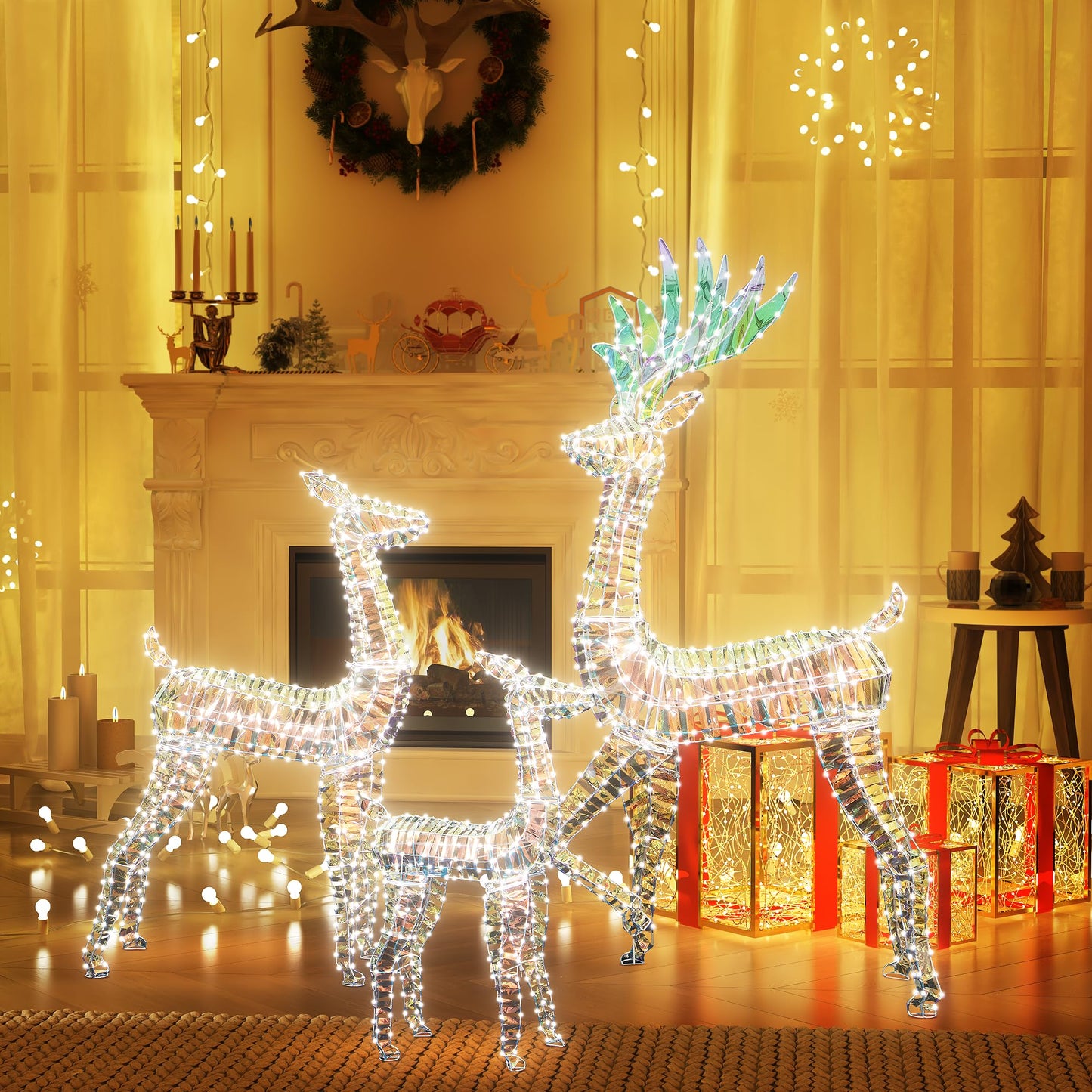 DKLGG 3-Piece LED Christmas Reindeer Set - 230 Lights for Festive Indoor/Outdoor Decor