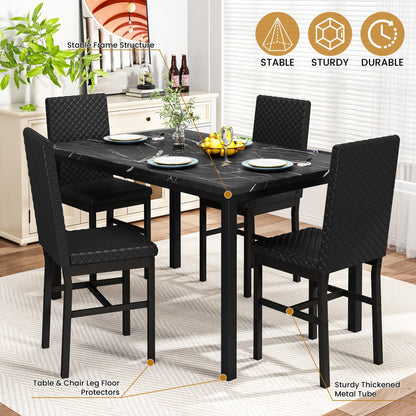 DKLGG Faux Marble Kitchen Set of 4 - Stylish Dining Table and Chairs for Modern Homes