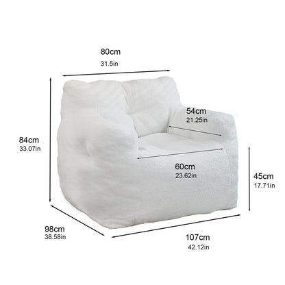 DKLGG White Jumbo Bean Bag Chair - Perfect for Adults with Soft Padding